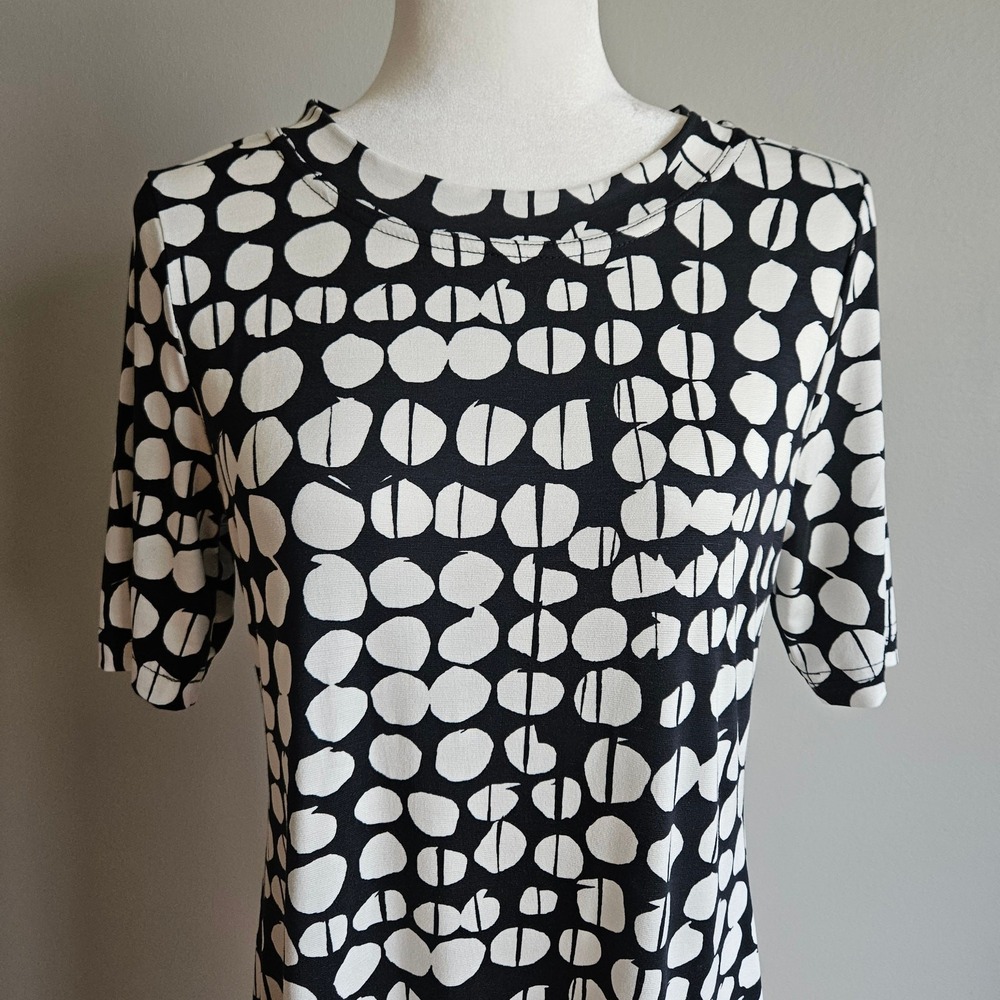 Sno Skins Dress Size M Black White‎ Minimalist Geometric Stretchy Jersey Knit - Picture 2 of 11